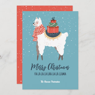 Cartão De Festividades Feriado de inverno da Funny Llama Feliz Natal