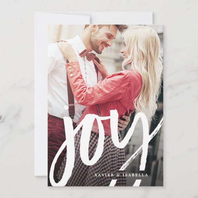 Cartão De Festividades Feriado de Joy com Joy Escrito Manual (Frente)