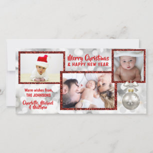 Cartão De Festividades Feriado de Natal Branco Personalizado   FOTO