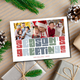 Cartão De Festividades Feriado de Natal com Cor de Foto da Família