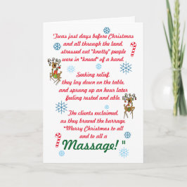 Cartão De Festividades Feriado de Natal da Terapia de Massagem Engraçada