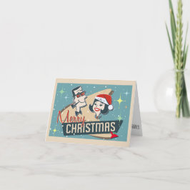 Cartão De Festividades Feriado de Natal de Merry do Casal Retro Personali