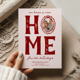 Cartão De Festividades Feriado de Natal de Nova Casa de Portas Vermelhas