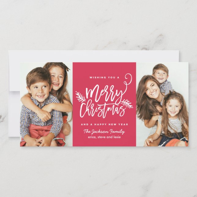 Cartão De Festividades Feriado de Natal de Script de Pincel Moderno - Ver (Frente)