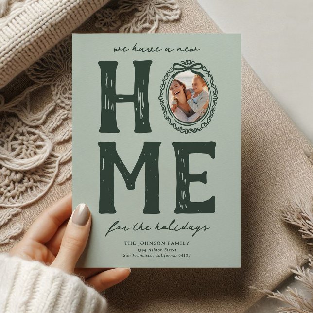 Cartão De Festividades Feriado de Natal do Novo Porte Verde Doméstico (Criador carregado)