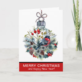 Cartão De Festividades Feriado de Natal do Ornamento de Aves Vermelhas El
