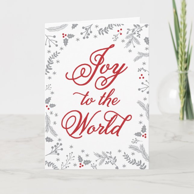 Cartão De Festividades Feriado de Natal do Winter Berries 1 Foto dobrada (Frente)