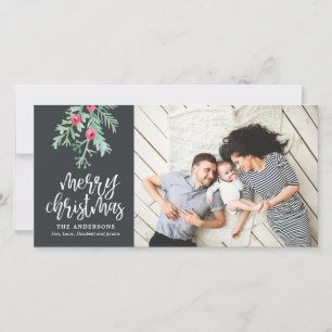 Cartão De Festividades Feriado de Natal Evergreen Slate