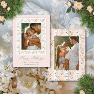 Cartão De Festividades Feriado de Natal Núcleo de Algodão Floral Cor-de-R