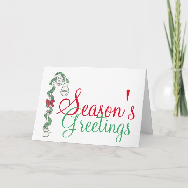 Cartão De Festividades Feriado de Natal NYC Lamppost da temporada (Frente)