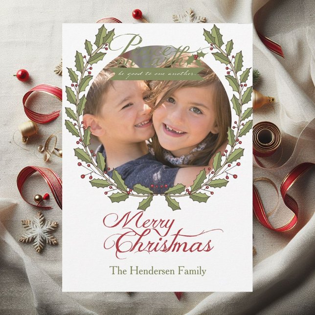 Cartão De Festividades Feriado de Natal Personalizado para Paz na Terra (Criador carregado)