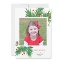 Feriado de Natal Pine & Berries Watercolor