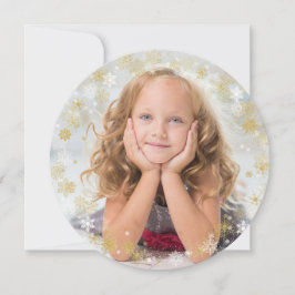 Cartão De Festividades Feriado de Natal - Quadro branco e Dourado em floc