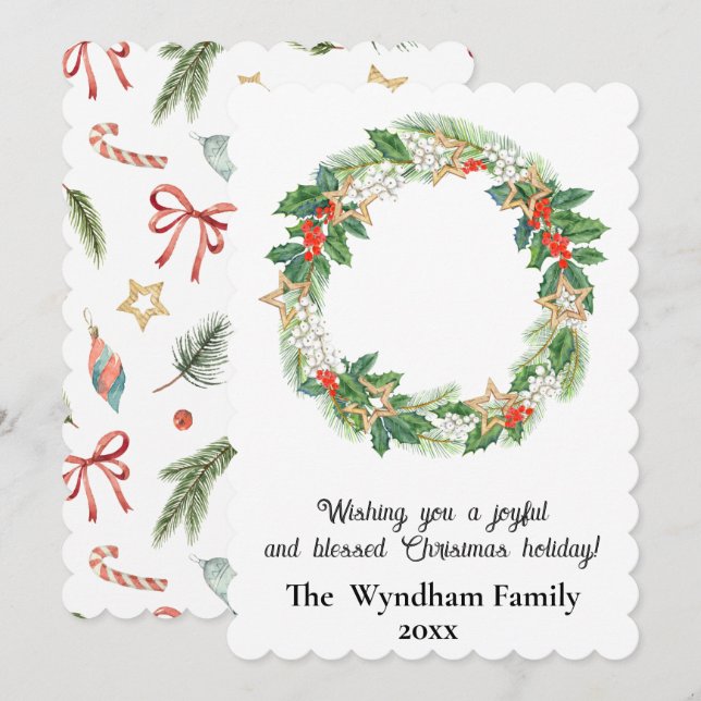 Cartão De Festividades Feriado de Natal Rustic Country Não Foto (Frente/Verso)