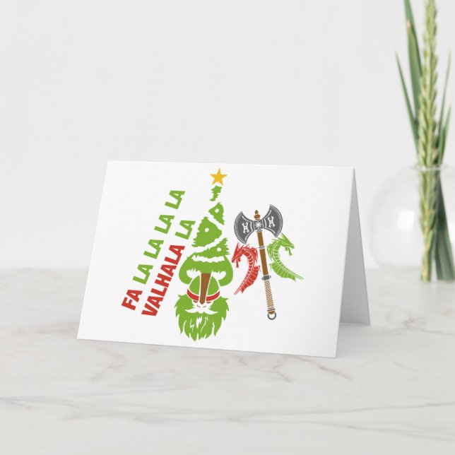 Cartão De Festividades Feriado de Natal Viking Valhalla (Frente)