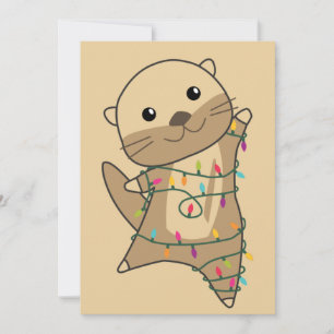 Cartão De Festividades Feriado de Oterro de Neve de Natal Otter 