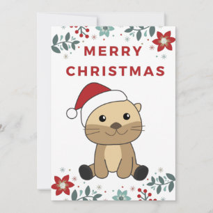 Cartão De Festividades Feriado de Oterro de Neve de Natal Otter
