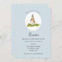 Feriado de Páscoa de coelhinho azul-bonito e caçad