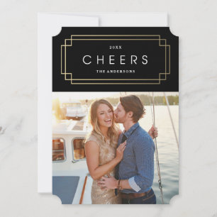 Cartão De Festividades Feriado Deco Dourado