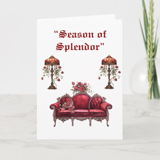 Cartão De Festividades Feriado Dobrado - Natal Vitoriano Elegante (Frente)