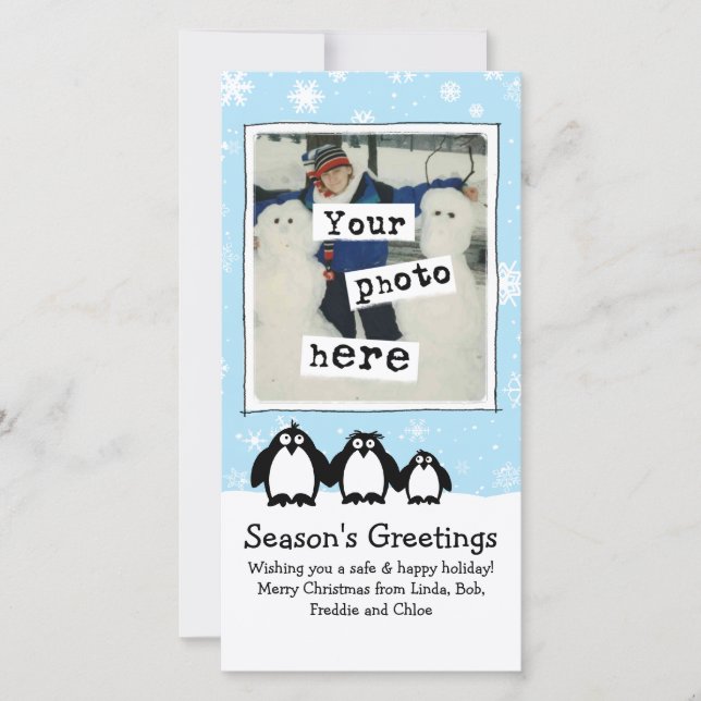 Cartão De Festividades Feriado dos Pinguins Cute | Fotógrafo Familiar Div (Frente)