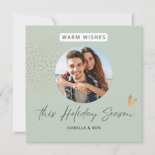 Cartão De Festividades Feriado Dourado de Foto Moderno Simples