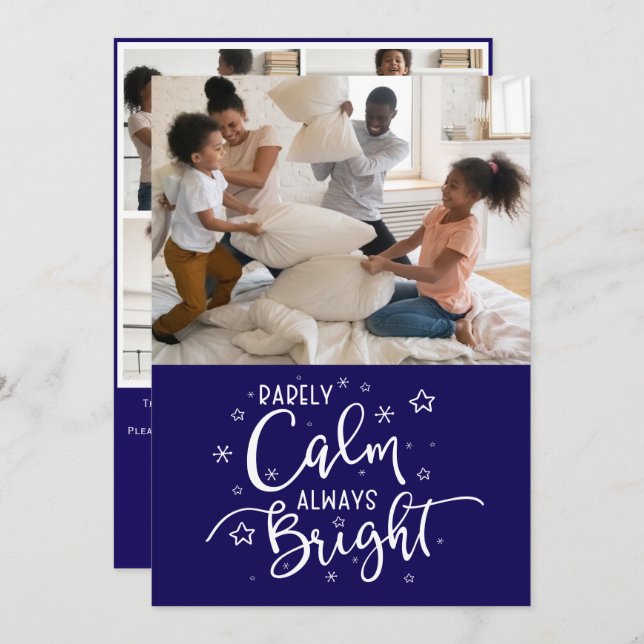 Cartão De Festividades Feriado Engraçado 5 Foto Raramente Calma Natal Azu (Frente/Verso)