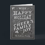 Cartão De Festividades Feriado Feliz do Estilo de Vintagem do Chalkboard<br><div class="desc">A tipografia inspirada em Vintage dá a este cartão de festas de café chalkboard estilo cartão de festas feliz um sentimento charmoso e festivo com detalhes holly branch. Personalize com o ano,  o nome da família,  uma foto e uma mensagem pré-impressa personalizada para que isso seja realmente uma espécie.</div>