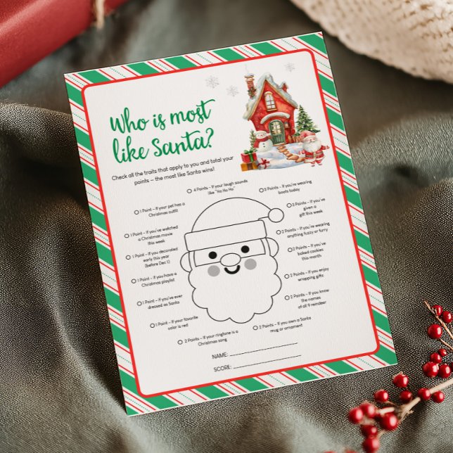 Cartão De Festividades Feriado Jogo Quem é Mais Parecido com o Papai Noel (Christmas Party Games)