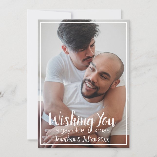 Cartão De Festividades Feriado LGBTQ de Natal antigo da gay (Frente)