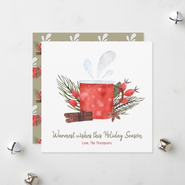 Cartão De Festividades Feriado mais quente quer Cozy Mug (Frente/Verso In Situ)