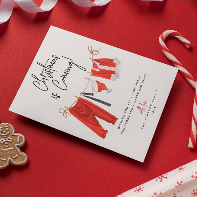 Cartão De Festividades Feriado moderno de Natal está chegando Papai Noel (Criador carregado)