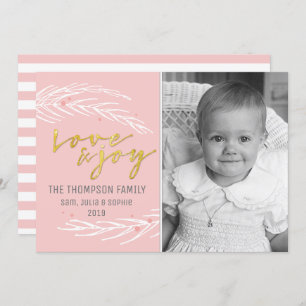 Cartão De Festividades Feriado Moderno de rosa Dourado e Joy