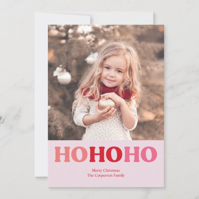 Cartão De Festividades Feriado Moderno Simples | Foto Vermelha e Rosa 2 (Frente)