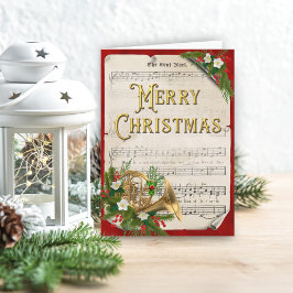 Cartão De Festividades Feriado Musical do Horn de Natal em França