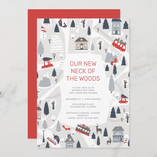 Cartão De Festividades Feriado na cidade natalina (Frente/Verso)