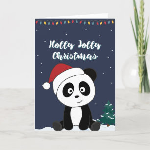 Cartão De Festividades Feriado Pandas Pandas, Animais de inverno da neve
