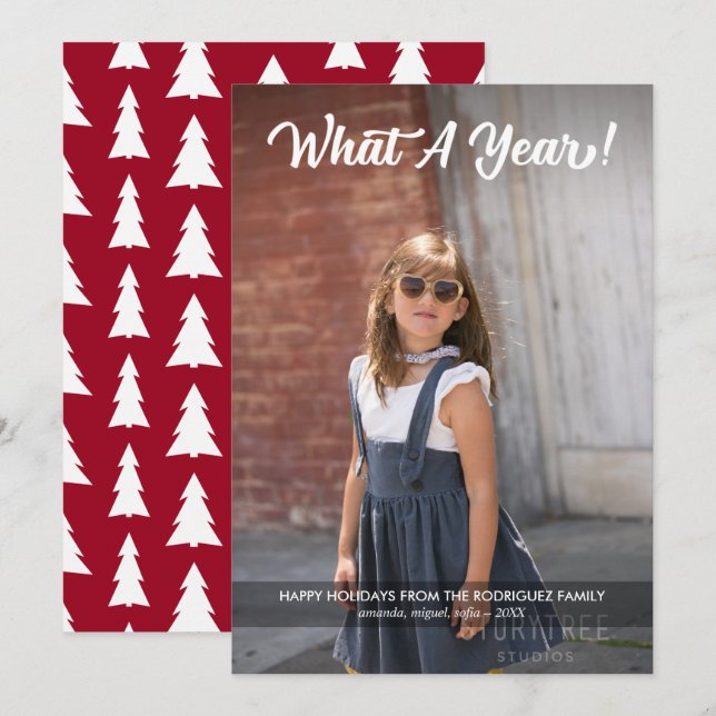 Cartão De Festividades Feriado Personalizado de Fotografia de Um Ano Mode (Frente/Verso)