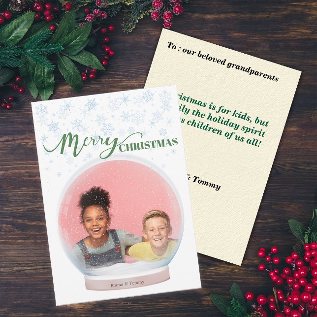 Cartão De Festividades Feriado Personalizado do Globo de Neve de inverno  (Criador carregado)