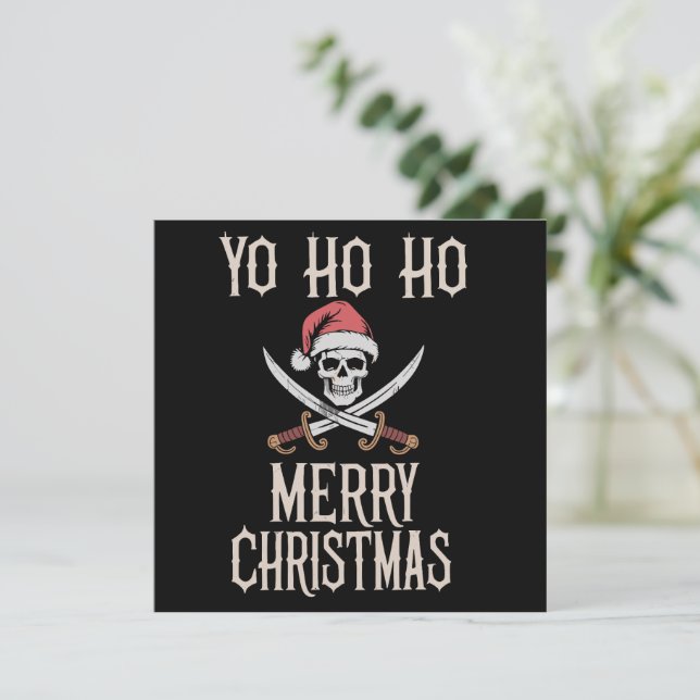 Cartão De Festividades Feriado Pirata Yo Ho Ho Natal Papai Noel Embarcaçã (Em pé/Frente)