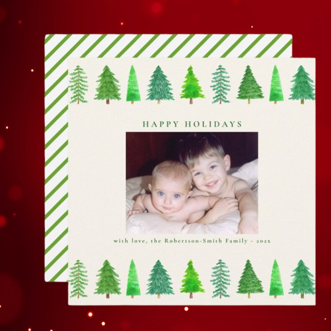 Cartão De Festividades Feriado Quadrado Personalizado de Foto da Árvore d (Criador carregado)