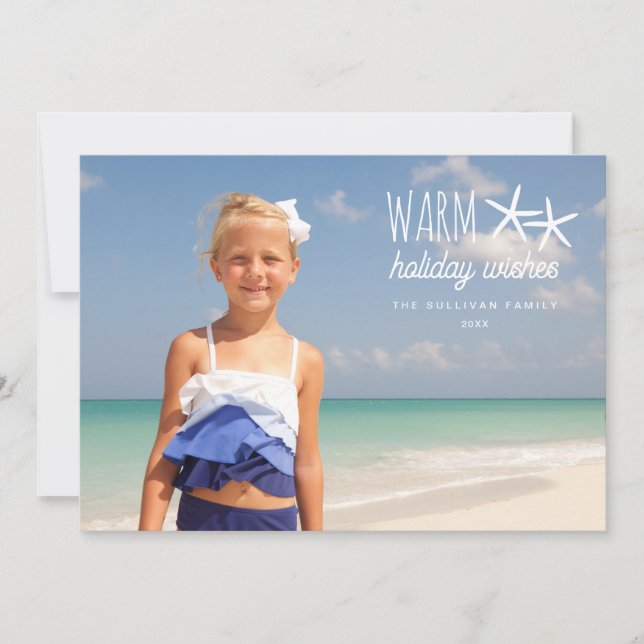 Cartão De Festividades Feriado Quente Deseja Saudação de Foto de Natal (Frente)