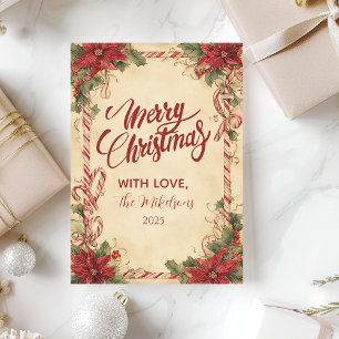 Cartão De Festividades Feriado Rustic Poinsettia