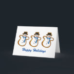 Cartão De Festividades Feriado Snowman Cookie Natal Hanukkah Feriado<br><div class="desc">As placas apresentam uma ilustração original de um biscoito em forma de neve. Excelente para enviar cartões de natal! Esta ilustração Chanukah também está disponível em outros produtos. Não vê o que está procurando? Precisa de ajuda para a personalização? Entre em contato com Rebecca para ter algo projetado só para...</div>