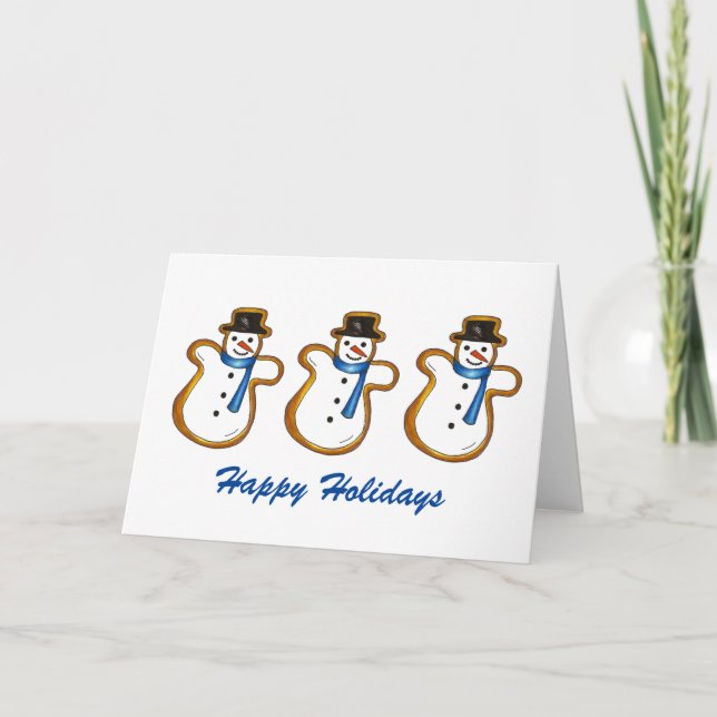 Cartão De Festividades Feriado Snowman Cookie Natal Hanukkah Feriado (Frente)