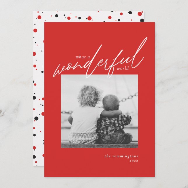 Cartão De Festividades Feriado Vermelho de Ano Novo, Foto Simples e Marav (Frente/Verso)