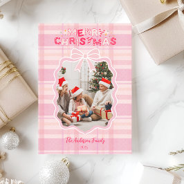 Cartão De Festividades Feriado Whimsical Retro-Pink Xadrez