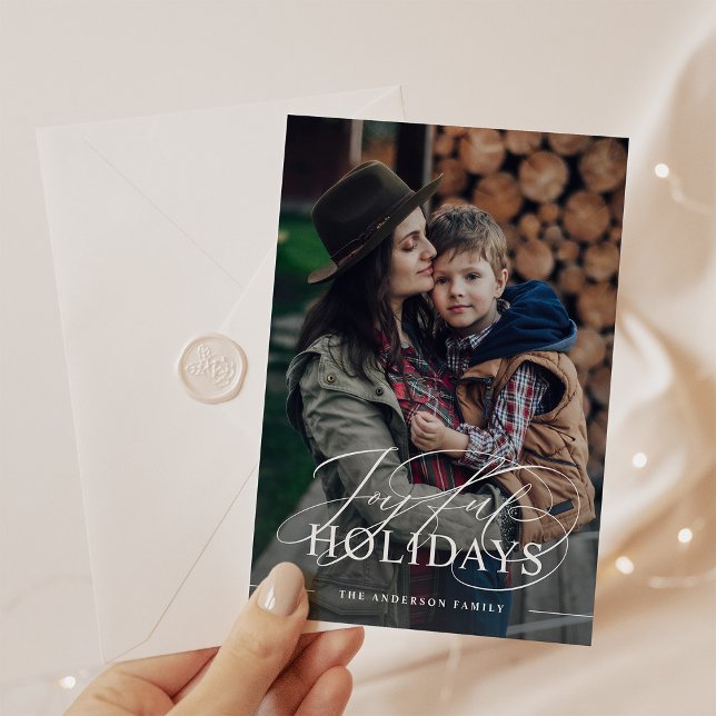 Cartão De Festividades Feriados alegres | Elegante Roteiro Fotográfico Me (Criador carregado)