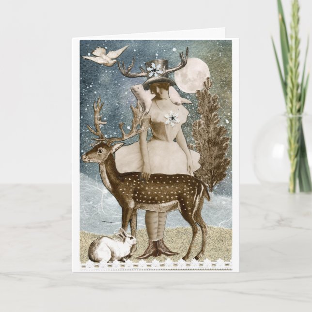 Cartão De Festividades Feriados com Saudações Solstício de Amigos (Frente)