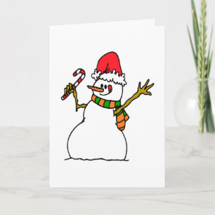 Cartão De Festividades Feriados de Canas de Natal do Winter Snowman